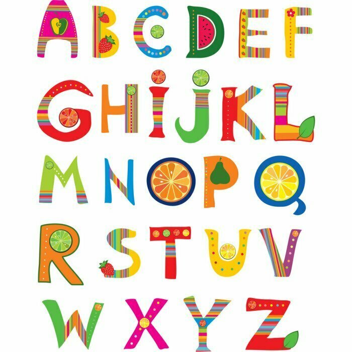 Sticker Alphabet Design in einem farbenfrohen Stil.