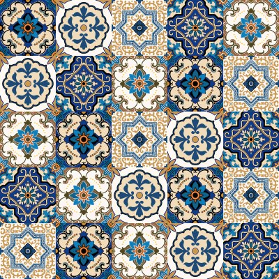 Fototapete Marokkanisches Ornament in Blauton