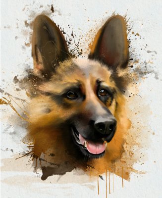 Fototapete 3D-Aquarell-Hund