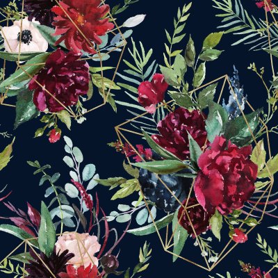 Tapete Blumenkomposition auf dunklem Hintergrund