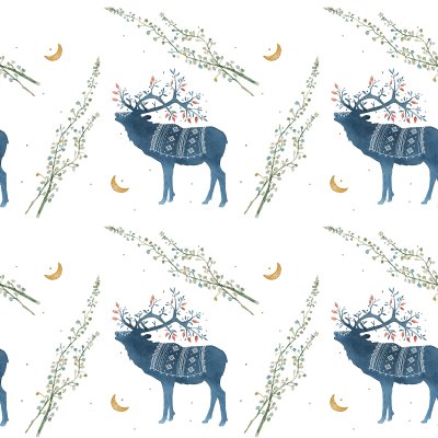 Tapete Muster mit Zweigen skandinavischer Elemente, Stiele der Position