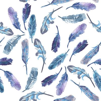 Tapete Pastellmuster mit Vogelfedern