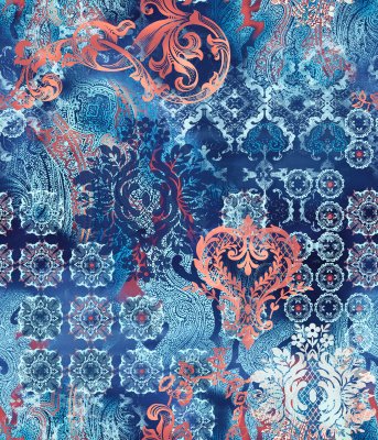 Fototapete Ethnisches blaues Muster