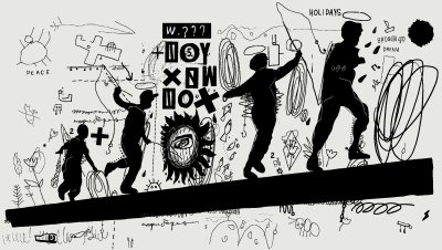 Fototapete Schwarz-weißes Graffiti