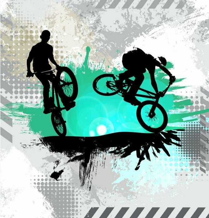 Sticker Silhouette of a bicycle rider, vector