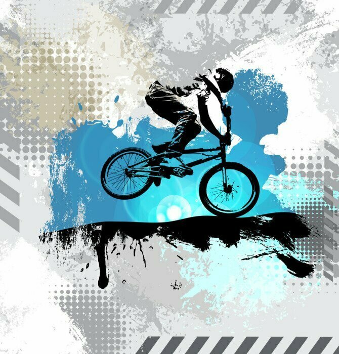 Sticker Silhouette of a bicycle rider, vector