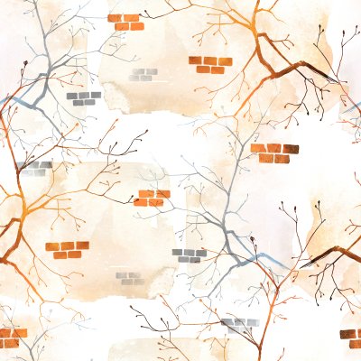 Fototapete Ziegelmauer mit gemalter Abstraktion