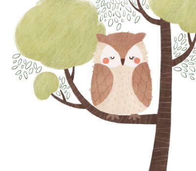 Sticker Illustration einer hübschen Eule