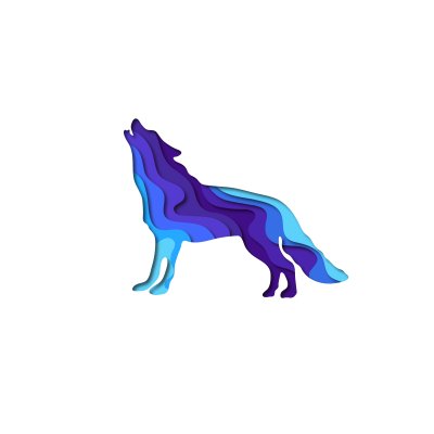 Sticker Tiere Wolf in blauen Wellen