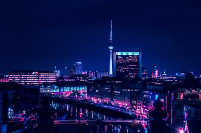 Fototapete Berlin skyline in the night