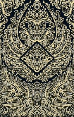 Fototapete Ornamentales Muster auf schwarzem Hintergrund