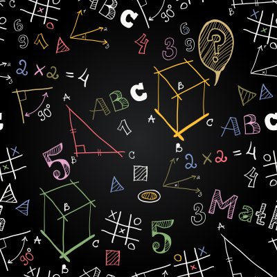 Tapete Schultafel mit farbigen Buchstaben