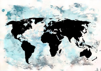 Sticker Schwarze Weltkarte auf abstraktem Hintergrund