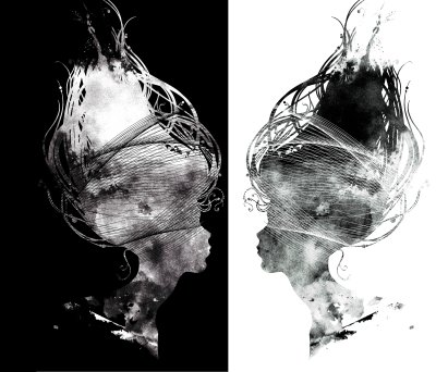 Fototapete Symmetrische Porträts in Schwarz-Weiß