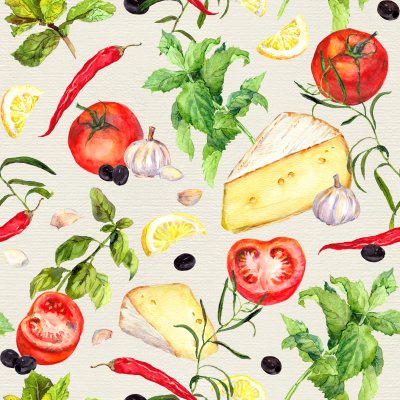 Fototapete Gemüse und Käse