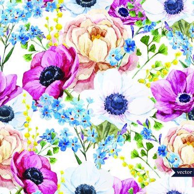 Sticker Blumen auf einem Feld Komposition