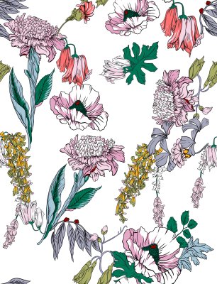 Sticker Blumen im botanischen Stil