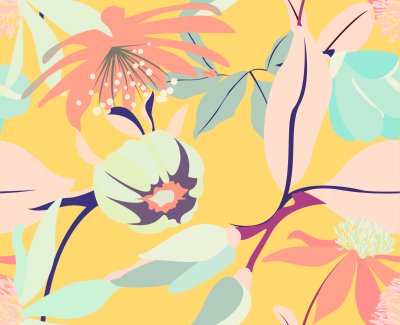 Sticker Blumen auf einer modernen Illustration