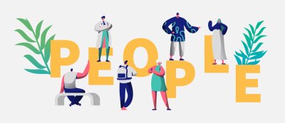 Bild Typografie mit Illustration der Menschen