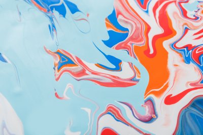 Sticker Flüssiger Marmorierlackhintergrund. Abstrakte abstrakte Beschaffenheit der flüssigen Malerei. Bunte Mischung aus lebendigen Acrylfarben.