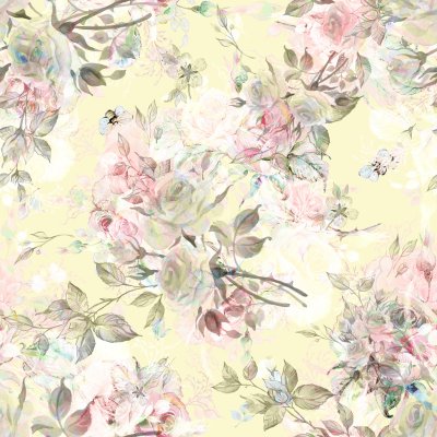 Sticker Englische Rosen auf gelbem Hintergrund