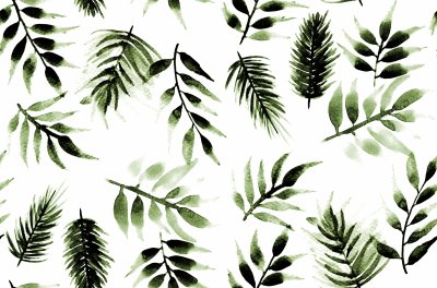 Sticker Nahtlose endlose Handmalerei-Aquarell-tropisches Blatt verlässt Muster lokalisierter Hintergrund