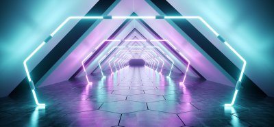 Fototapete Futuristischer Tunnel mit Neonlicht