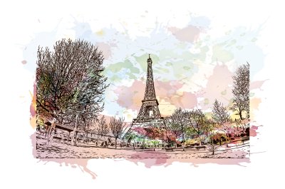 Bild Paris Champ de Mars Marsfeld Illustration