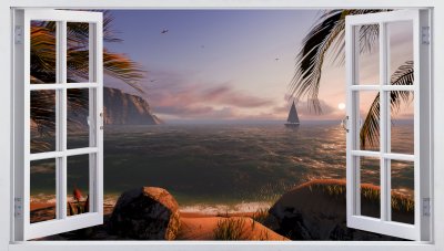 Fototapete Exostischer blick auf strand