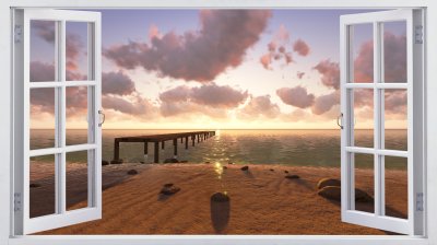 Fototapete Fenster strand