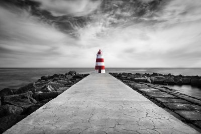 Fototapete Roter Leuchtturm 3D Effekt