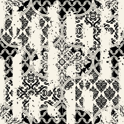 Sticker Nahtloses Vintage-Muster mit Abriebeffekt. Mosaikfliesen