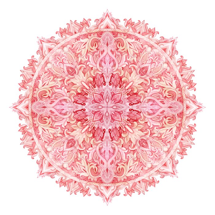 Sticker Aquarell-Mandala. Hand gezeichnetes Muster im östlichen Stil. Dekoratives Lochmuster für Tribal- und Boho-Designs. Traditionelle Spitze lokalisiert auf weißem Hintergrund.