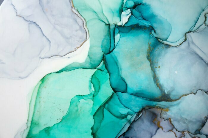 Sticker Alcohol ink sea texture. Contemporary art. Spots of oil paint. Abstract art background. Multicolored bright texture. Fragment of artwork. Modern art. Inspired by the sky, as well as steam and smoke.