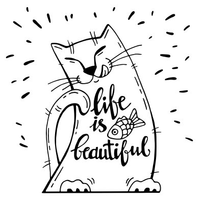 Bild Typografie mit Illustration der Katze