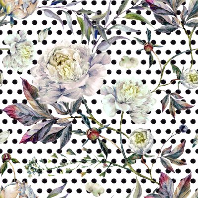 Sticker Blumen auf einem Hintergrund aus Punkten