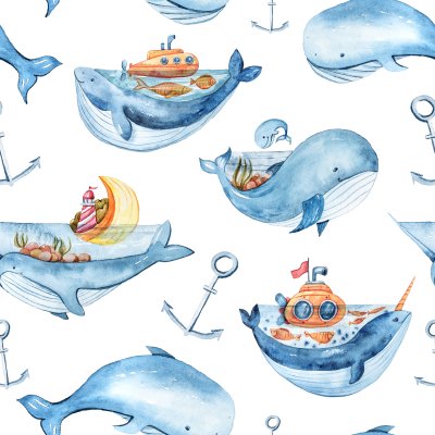 Tapete Fröhliche Wale