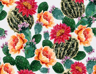 Sticker Blumen mit Kakteen