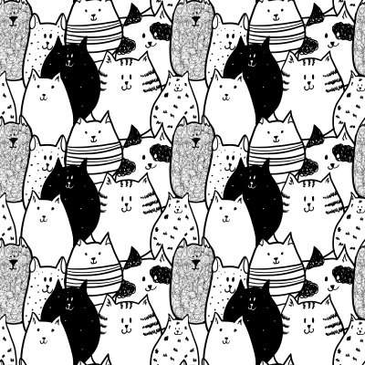 Bild Katzen Schwarz-weiße Grafik