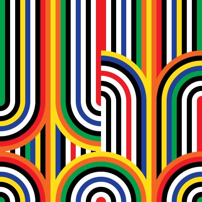 Fototapete Geometrische Zerrisene Kreise mit Streifen