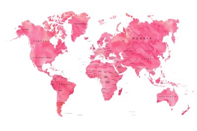 Fototapete Weltkarte in Rosatönen