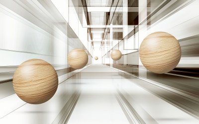 Fototapete Holzkugeln in Bewegung