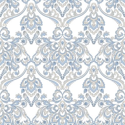 Sticker Vektor Blumentapete. Klassische barocke Blumenverzierung. Nahtloses Vintage-Muster