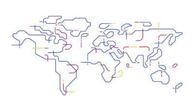 Sticker Vektor-Umrisskarte der Welt