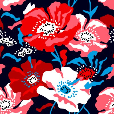 Bild Gesättigtes Muster mit Mohnblumen