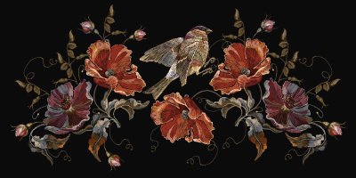 Bild Mohnblumen gemalt auf dunklem Hintergrund