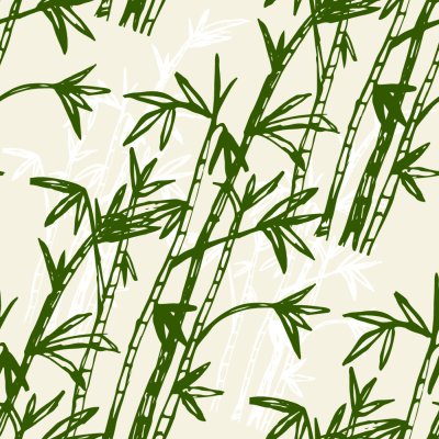 Sticker Hintergrundmuster des Bambuswaldes. Ertrinken Sie den Bambuswald manuell. Vektorillustration