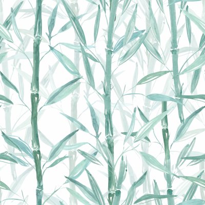 Sticker Nahtloses botanisches Muster. Bambuszweige auf einem weißen Hintergrund. Stilvolles Muster.