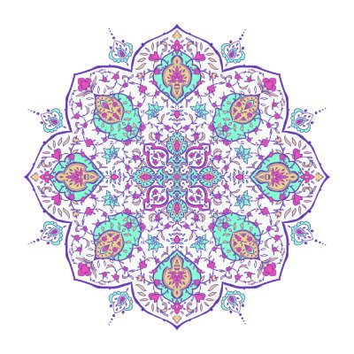 Sticker Islamisches Blumenmuster im viktorianischen Stil. Ornamental für Karte für Café, Geschäft, Druck, Fahne, Hochzeitseinladung, Bucheinband, Zertifikat. Merken Sie den Termin vor. Indien, arabischer türk