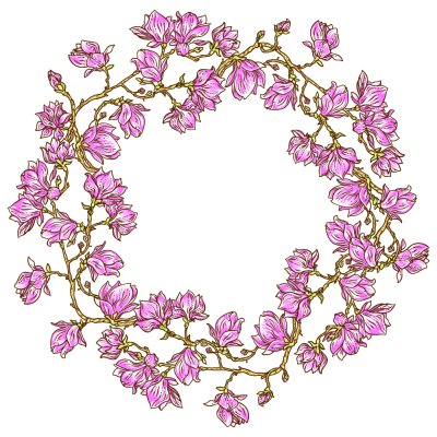 Sticker Kreis mit Blumen auf Zweigen